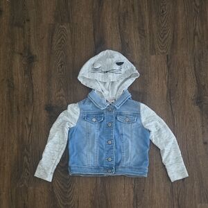 Cat & Jack Blue Denim Jacket with Gray Hood